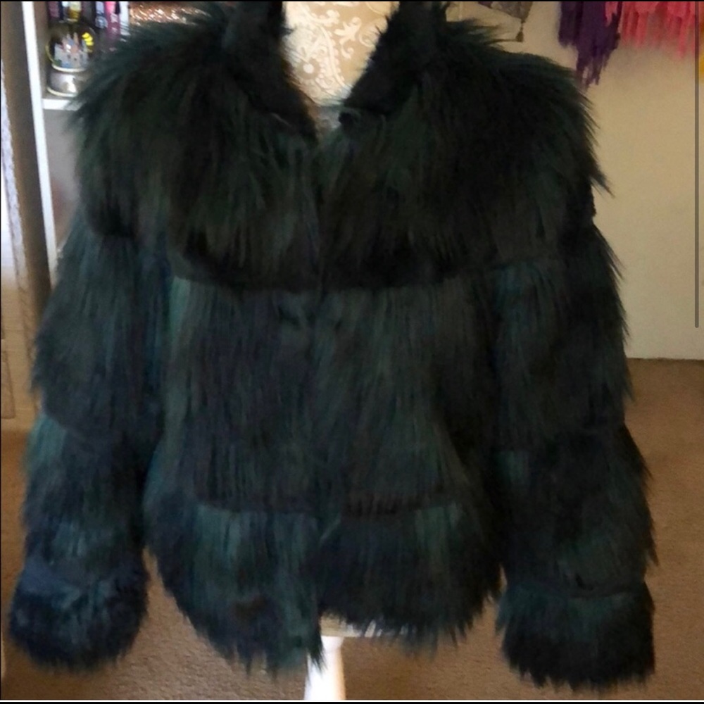 Faux Fur , Emerald Green, size 6-8 US SIZE